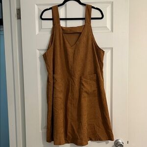 SHEIN Tan V-Neck Mini Dress